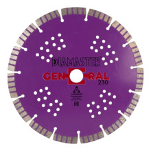 Диск сегментный DIAMASTER GENERAL 230x2,6x22,2x34x2,8x12 мм, 16z, универсал, wet/dry