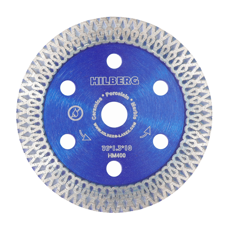 Диск алмазный турбо ультратонкий Hilberg Hard Materials Х-type 76х10х10 Толщина реж. кромки 1,3 мм