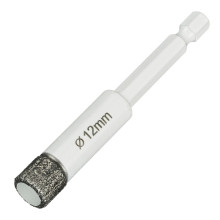 Алмазная коронка Diamond Industrial 12 мм Universal по керамограниту, керамике и камню, вакуумная пайка, 1/4 HEX