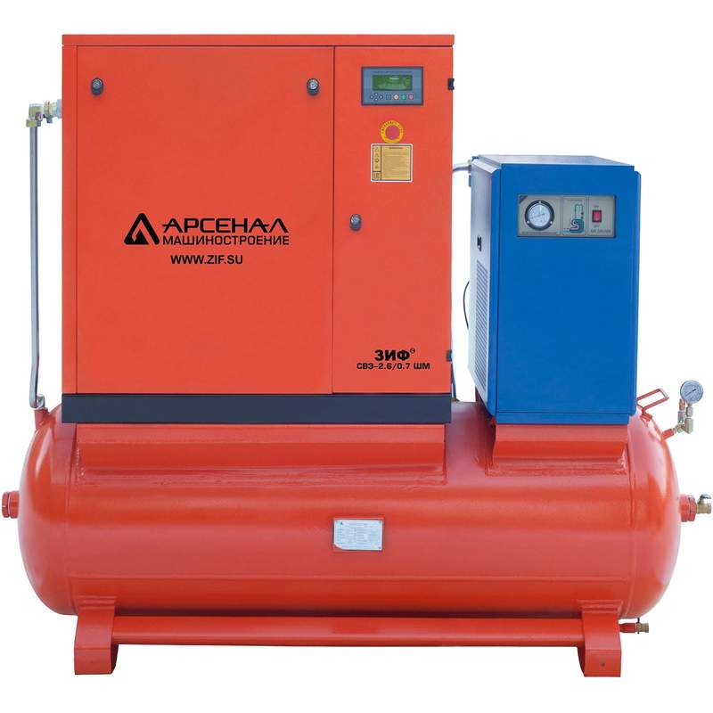 Электрический винтовой компрессор ЗИФ-СВЭ-1,3/0,7 ШМ ОиР-500 (ременная передача)