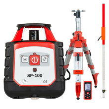 Комплект ротационный нивелир RGK SP-100 + элевационный штатив RGK SH-170 + рейка LR-2 + дальномер