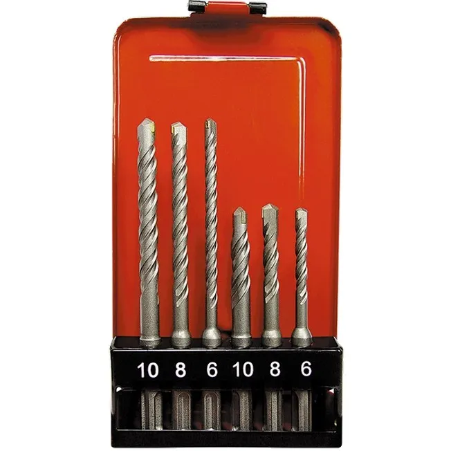 Набор буров по бетону, 6-8-10х110.6-8-10х160 мм, 6 шт, в пластиковой коробке, SDS Plus Matrix