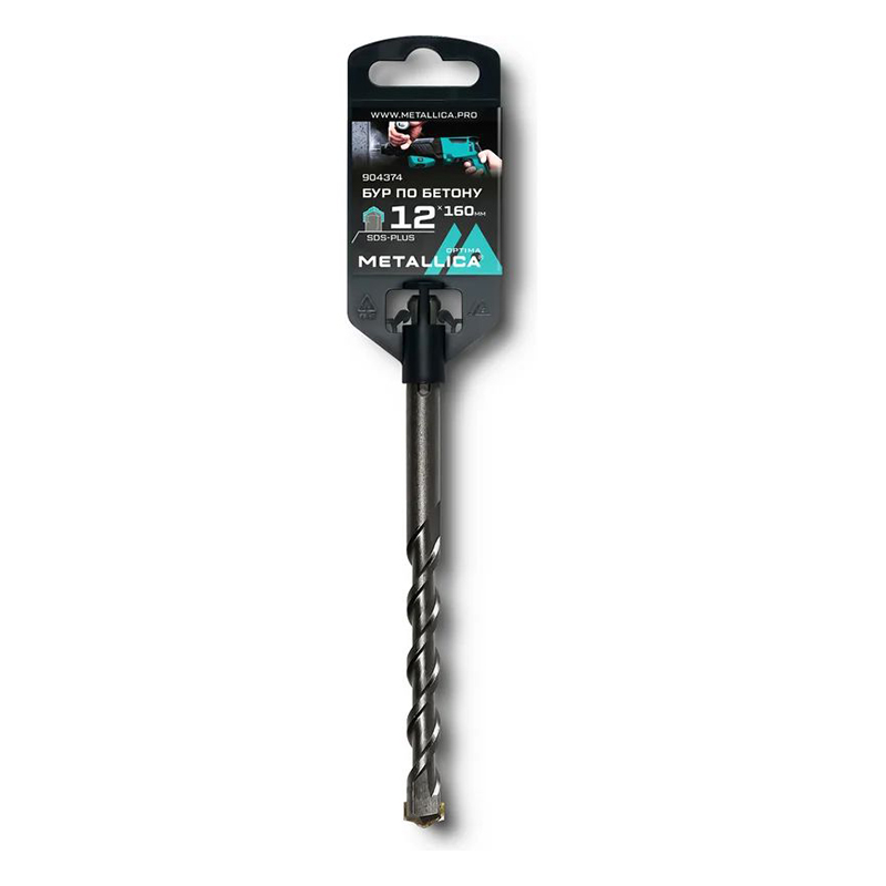 Бур по бетону SDS-plus METALLICA Optima 12 х160/100 мм, напайка с центром, 2 спирали