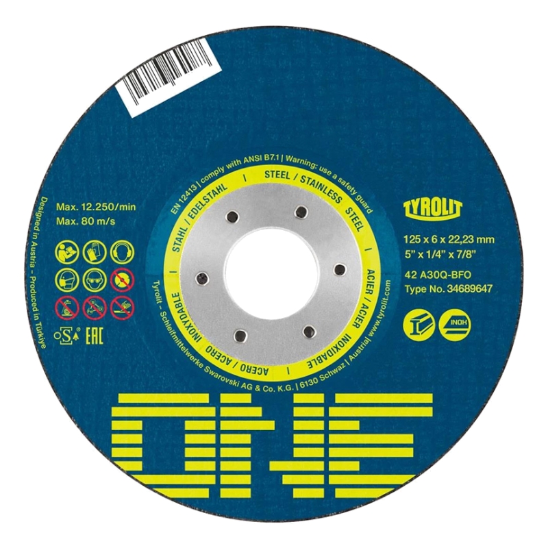 Диск обдирочный 27 Tyrolit One 2 в 1 A30Q-BFO 125х6,0х22,23 мм