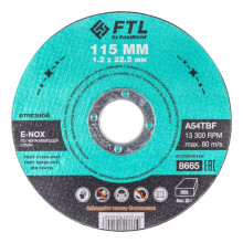 Круг отрезной по нержавеющей стали FoxWeld FTL E-Nox 115 х 1,2 х 22,2 мм A54TBF, 10 шт