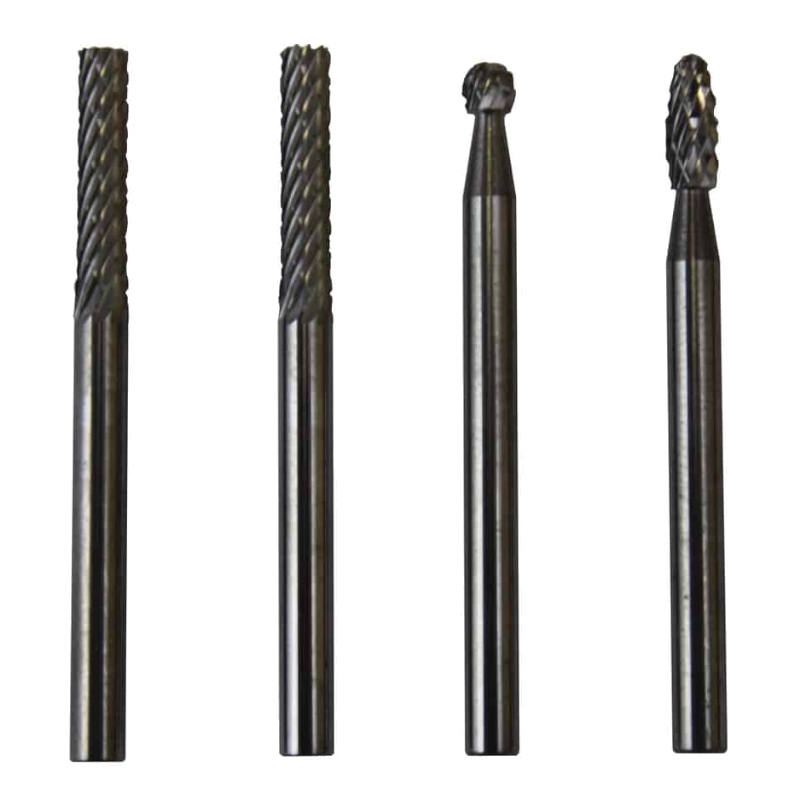 Набор из 4 борфрез из Tungsten Carbide K30 (захват d 3 мм)