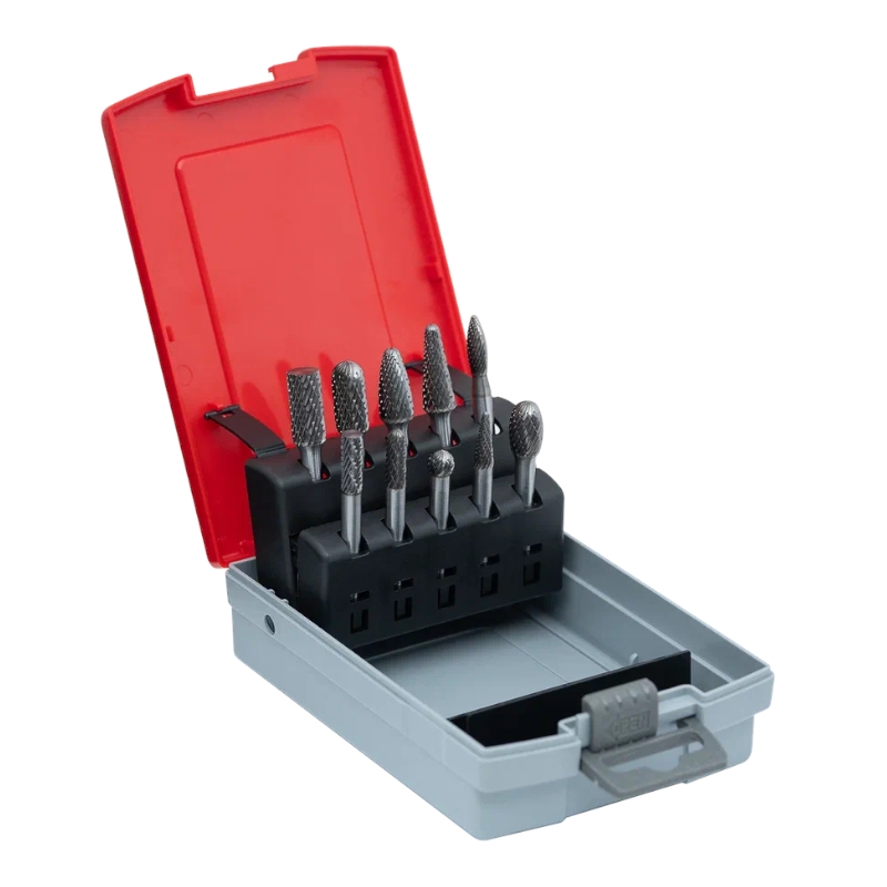 Набор твердосплавных борфрез RODMIX 10 шт, двойная насечка (A06, A10, C06, C10, D08, F10, L06, L10, E10, H06)