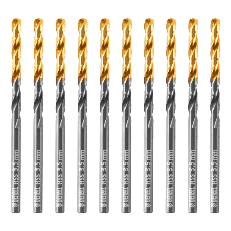 Сверло по металлу Denzel 3,5 мм, HSS-Tin, Golden Tip, 10 шт.