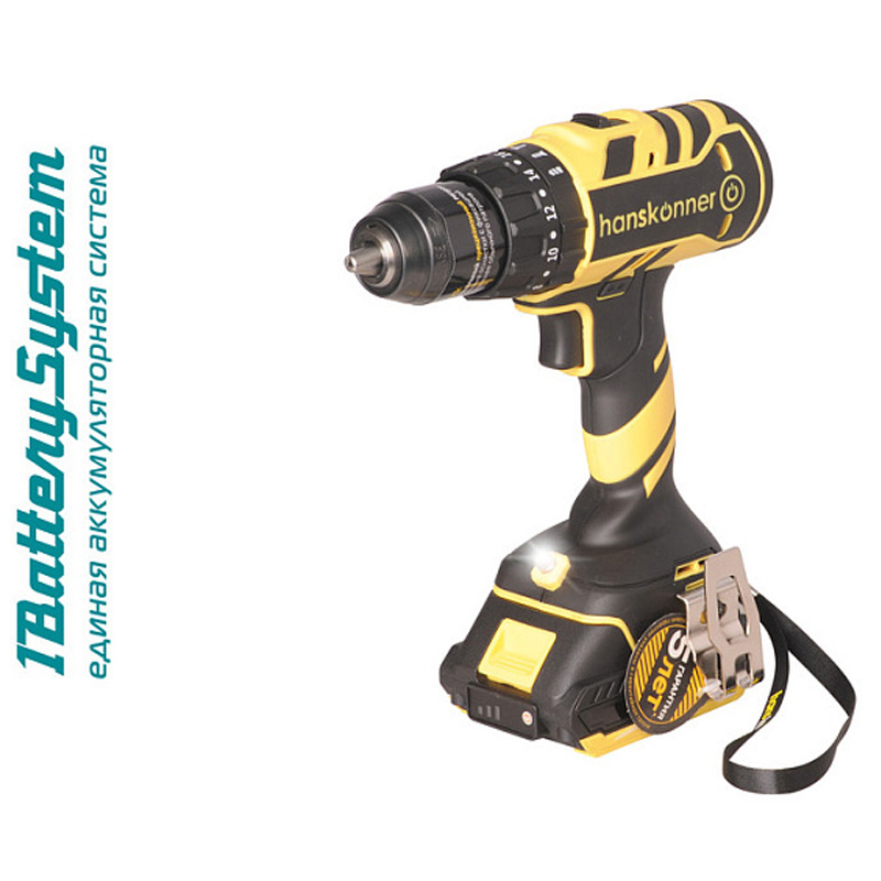 Аккумуляторный ударный шуруповерт Hanskonner HCD1865I 1BatterySystem