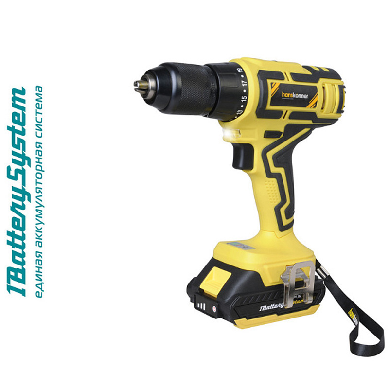 Аккумуляторный шуруповерт Hanskonner HCD1855R 1BatterySystem