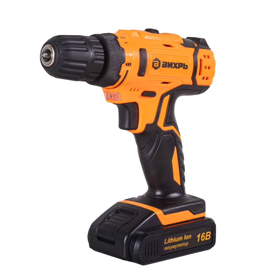 Дрель-шуруповерт аккумуляторная Вихрь ДА-16Л-2К 2,0 А/ч